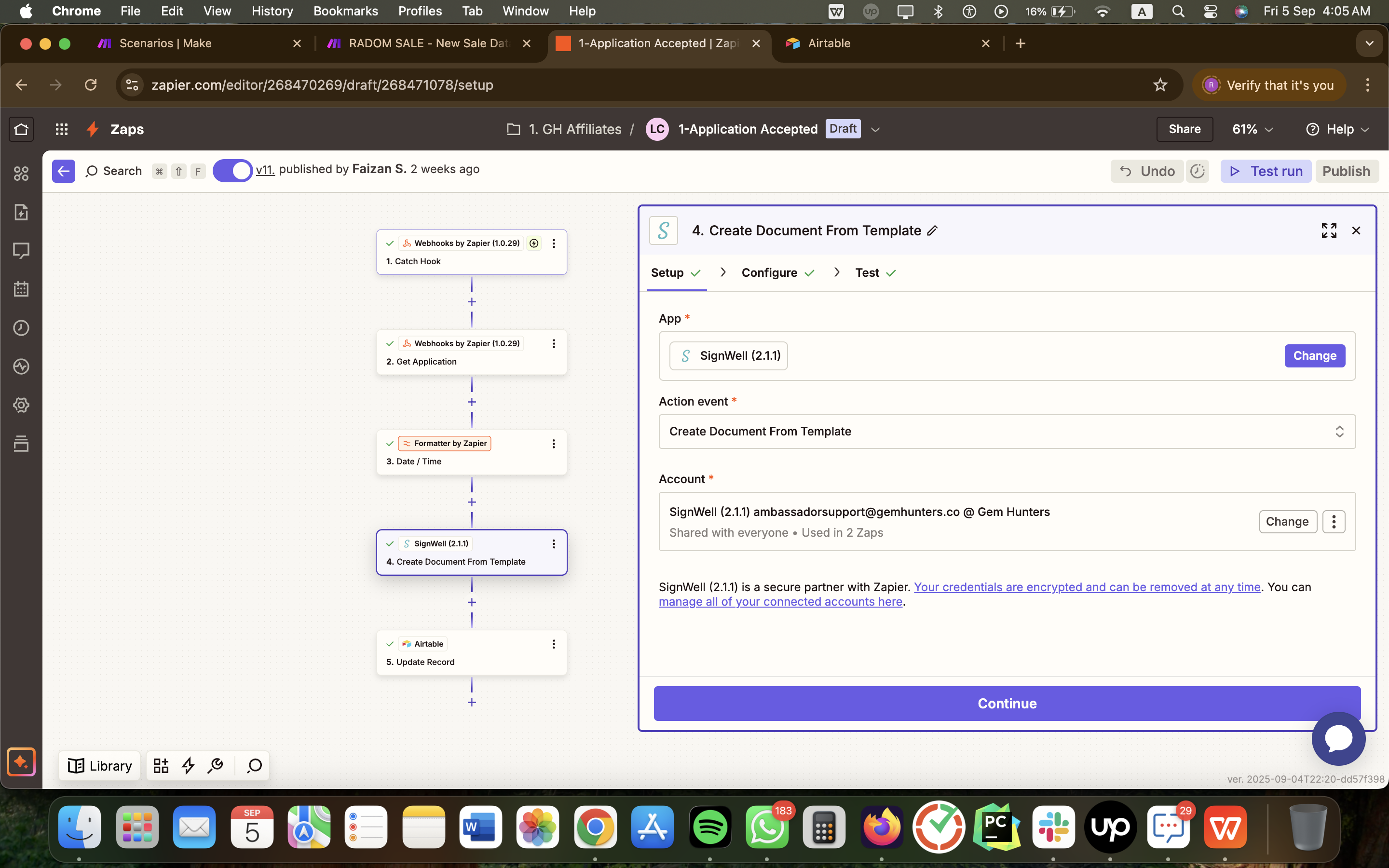 GH Affiliates Onboarding Automation — Zapier