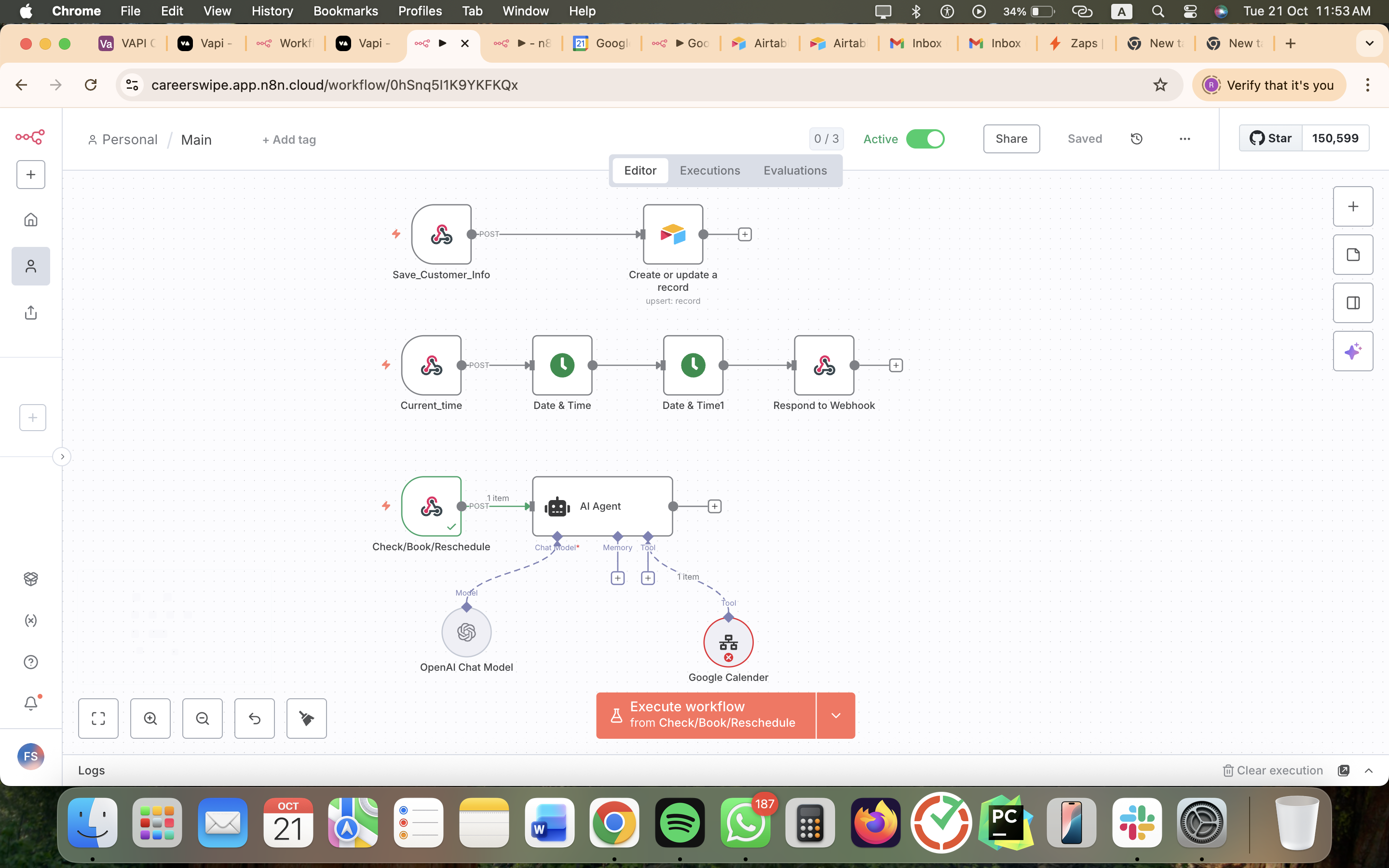 CareerSwipe AI Appointment Booking Agent — n8n