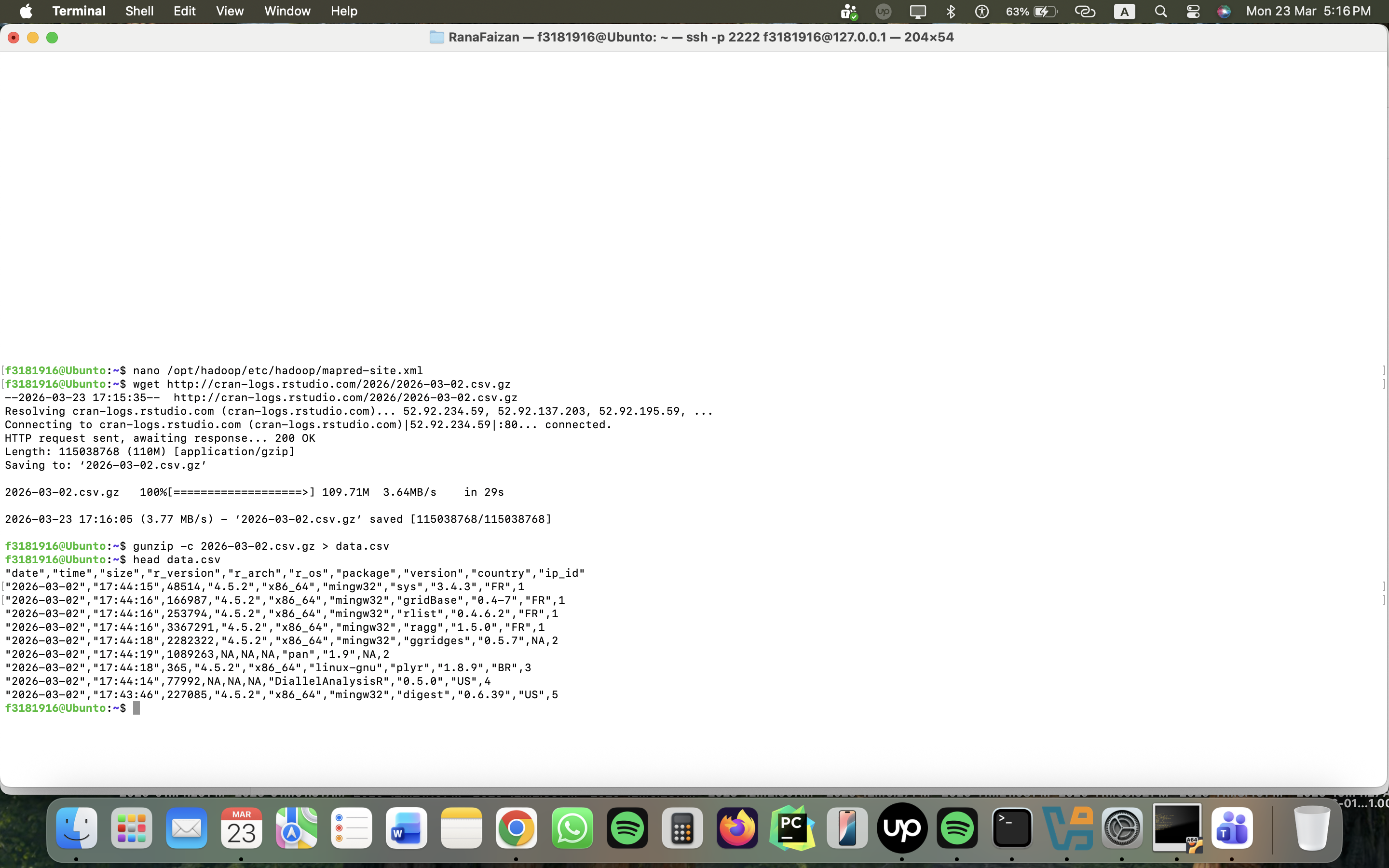 Big Data Pipeline — Hadoop HDFS on Cloud Server